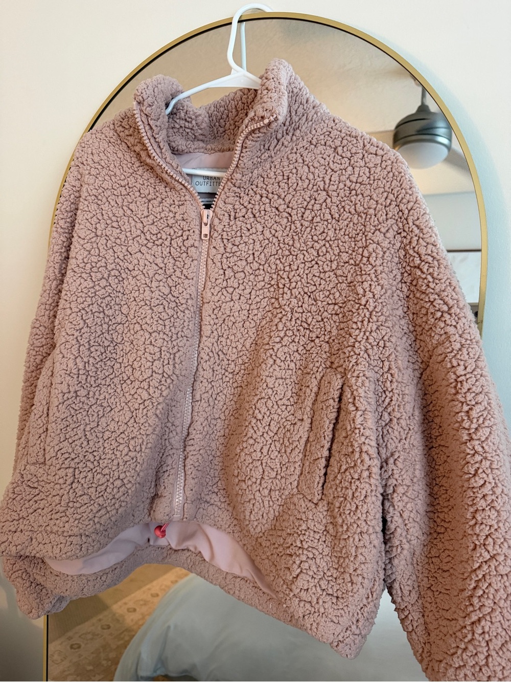 Urban Outfitters Teddy Sherpa Jacket - Dusty Rose Pink